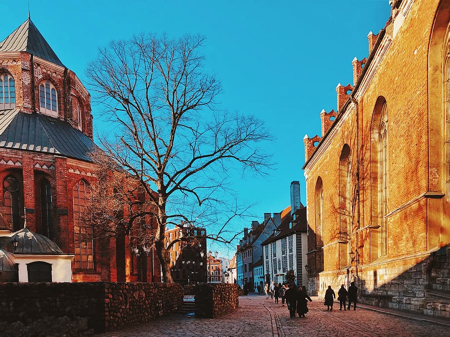 path, walkway, person, human, pavement, sidewalk, latvia, architecture HD wallpaper