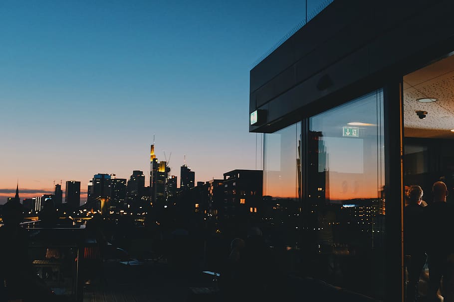 high-rise buildings, frankfurt, outdoors, sunset, downtown, urban HD wallpaper