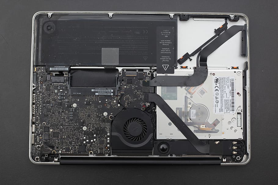 macbook, computer, inner workings, pc, technology, electronics