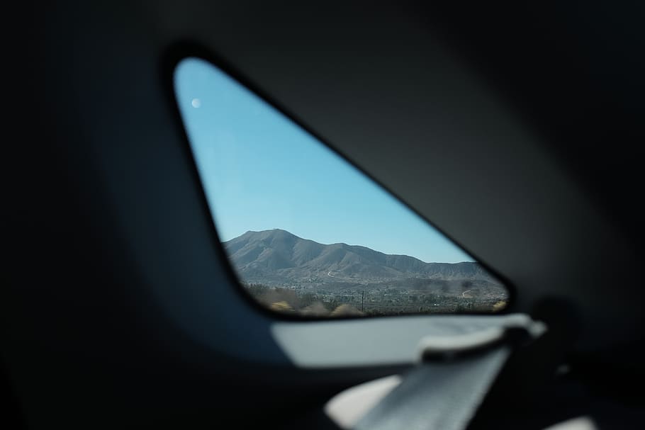 mountains, window, car, light, roadtrip, landscape, vehicle interior HD wallpaper
