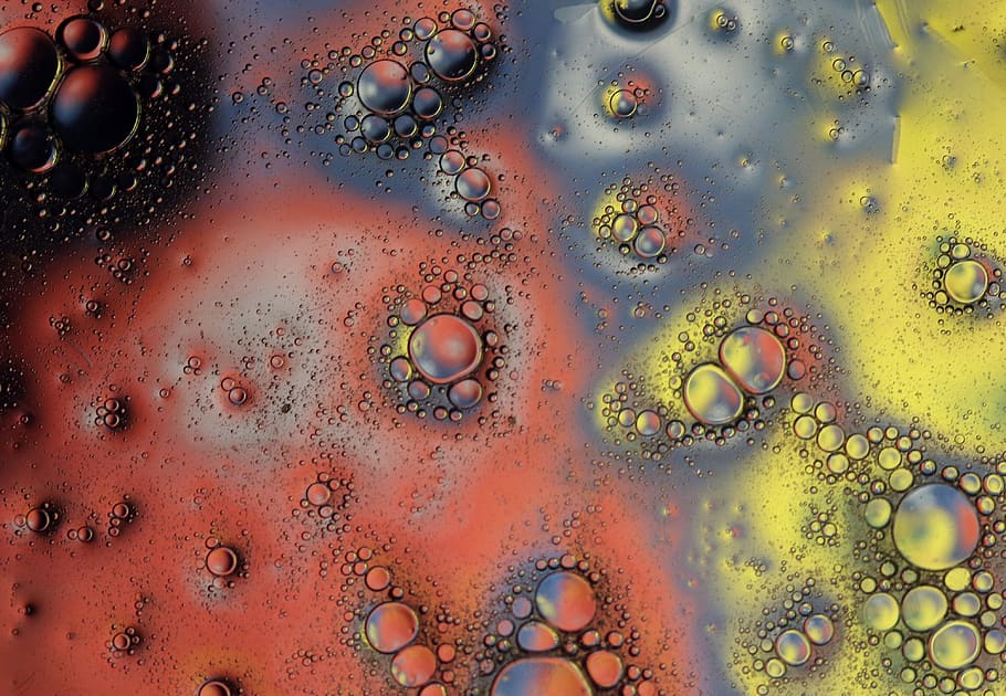 drops, macro, water, liquid, coloring, reflection, full frame HD wallpaper