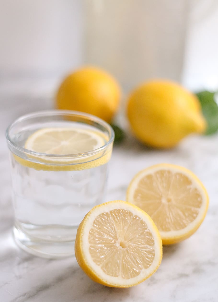slice lemon beside cup, food and drink, citrus fruit, freshness HD wallpaper