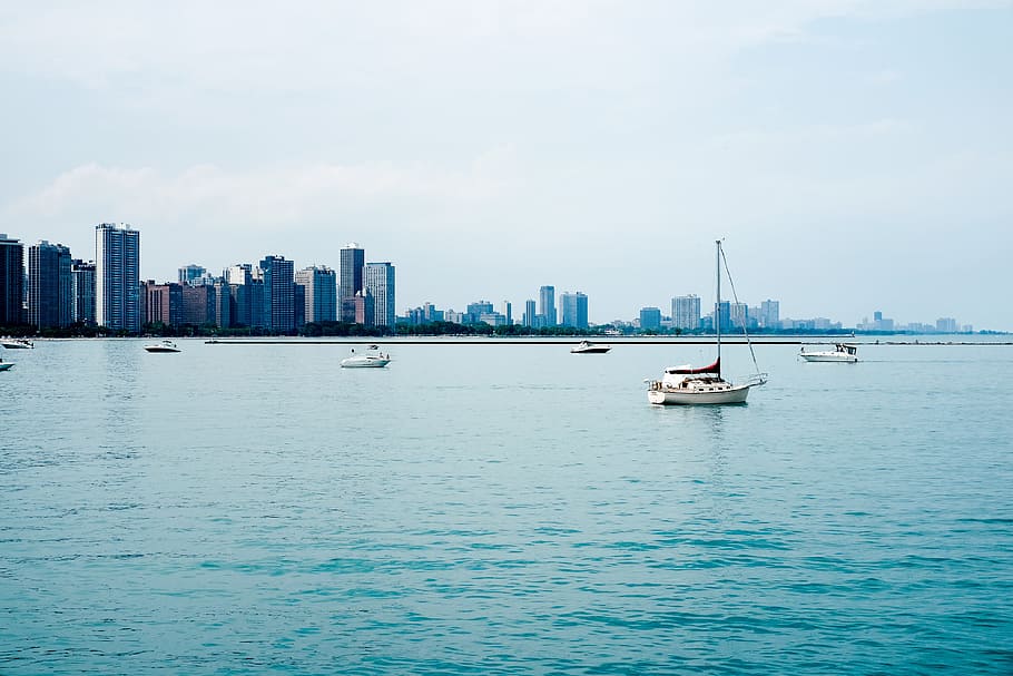 Chicago lakefront, architecture, blue, building, city, coast HD wallpaper