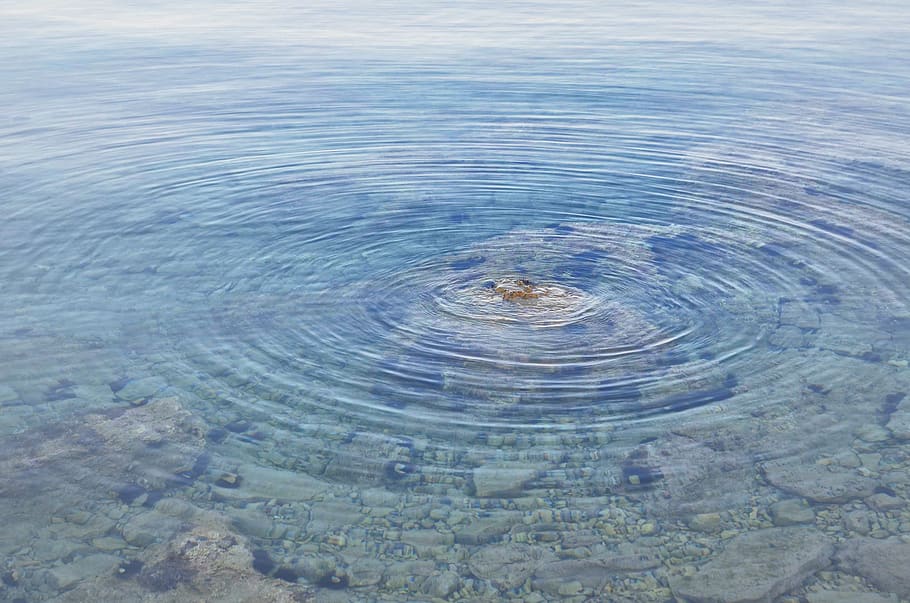 sea, blue, ripple, stone, water, high angle view, nature, day HD wallpaper