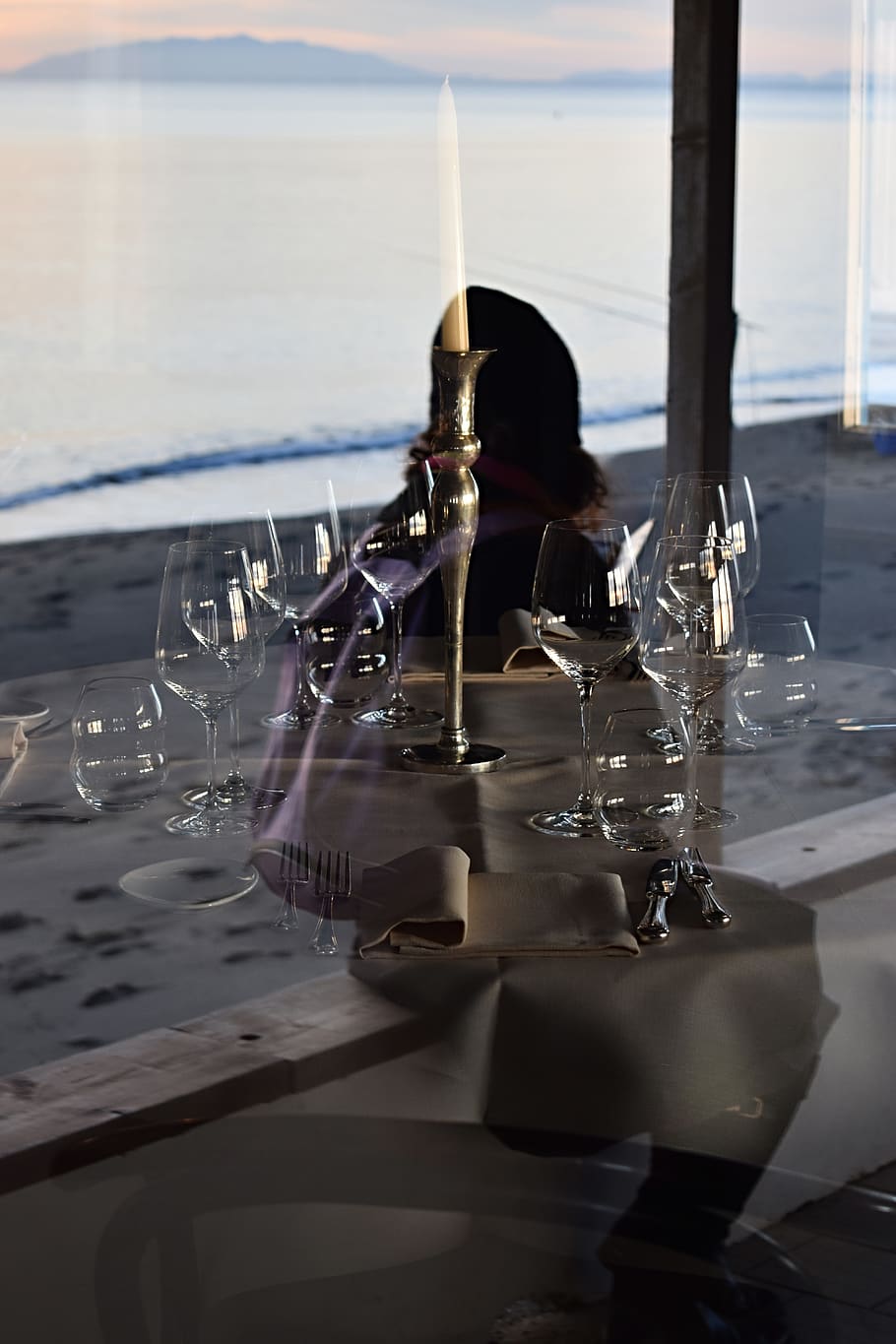 girl, reflection, water, nature, window, transparent, day, glass - material HD wallpaper