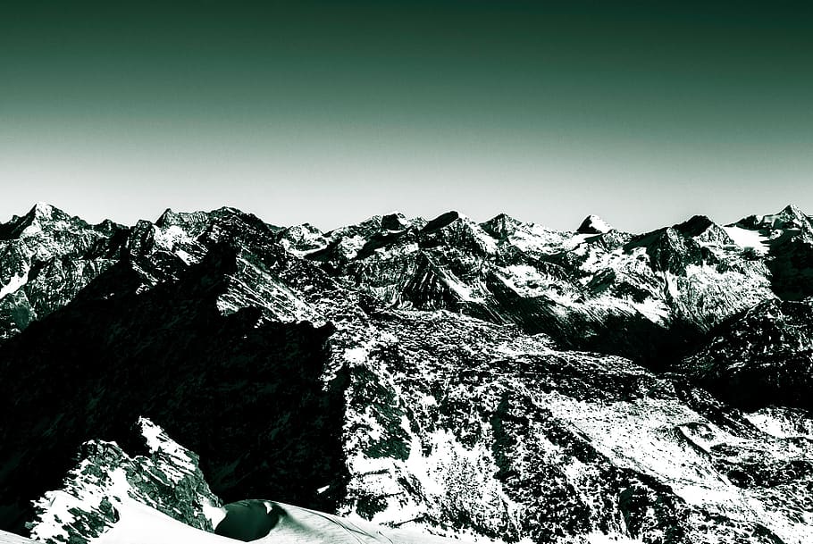 snow, winter, mountain, rock, hill, summit, landscape, sky HD wallpaper