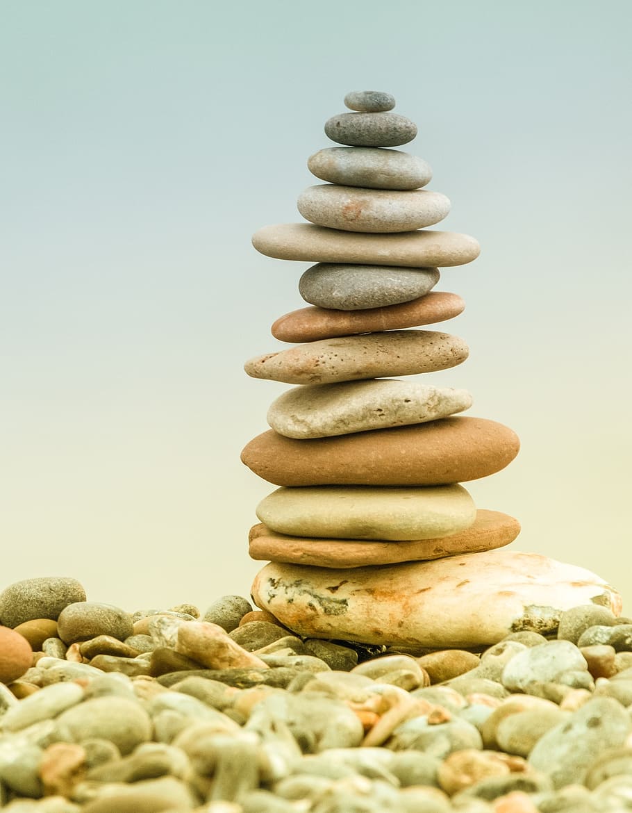 stone tower, stones, cairn, stone pile, balance, zen, stability, HD wallpaper