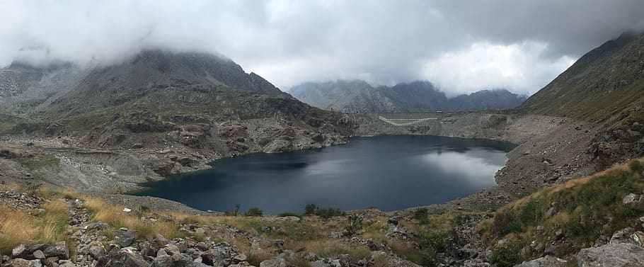 clouds, lake, cold, water, mountain, cloud - sky, beauty in nature HD wallpaper