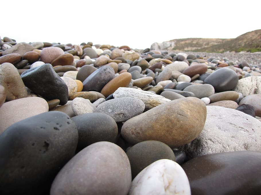 stones, rocks, pebbles, beach, nature, water, sea, landscape HD wallpaper