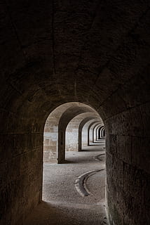 A cool hallway., spain, minorca, tunnel, bend, corridor, arch HD wallpaper
