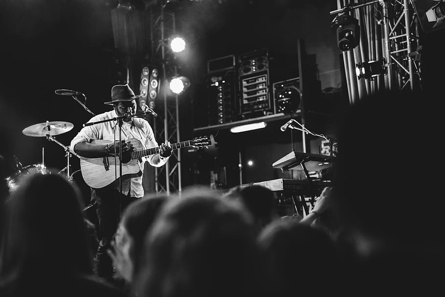 germany, berlin, lido, guitar, concert, acoustic, blackandwhite HD wallpaper