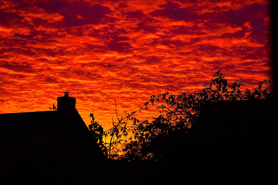 Silhouette Photo of Building, backlit, clouds, colors, dark, dusk HD wallpaper