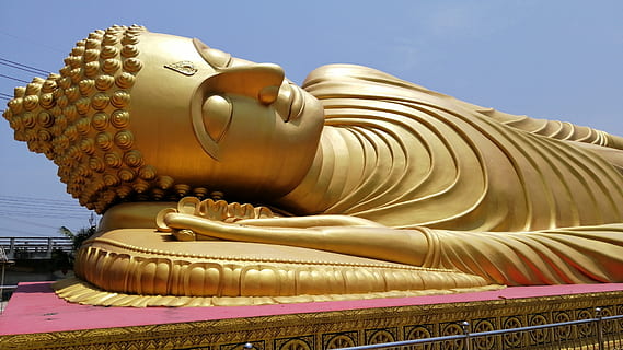hatyai, sleeping buddha, statue, religion, thailand, temple HD wallpaper