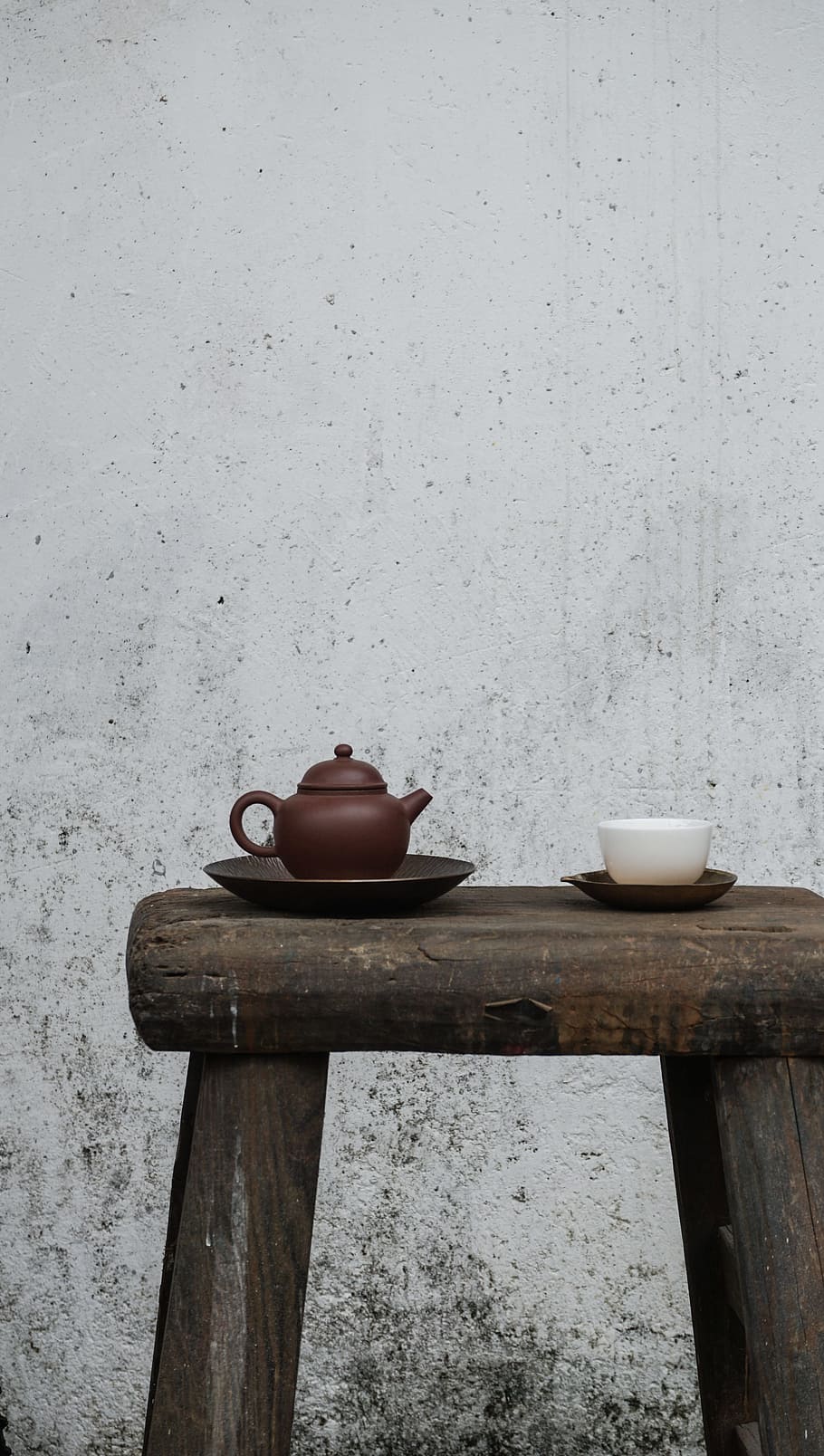 brown teapot, cup, wall, grey, decoration, wood, traditional
