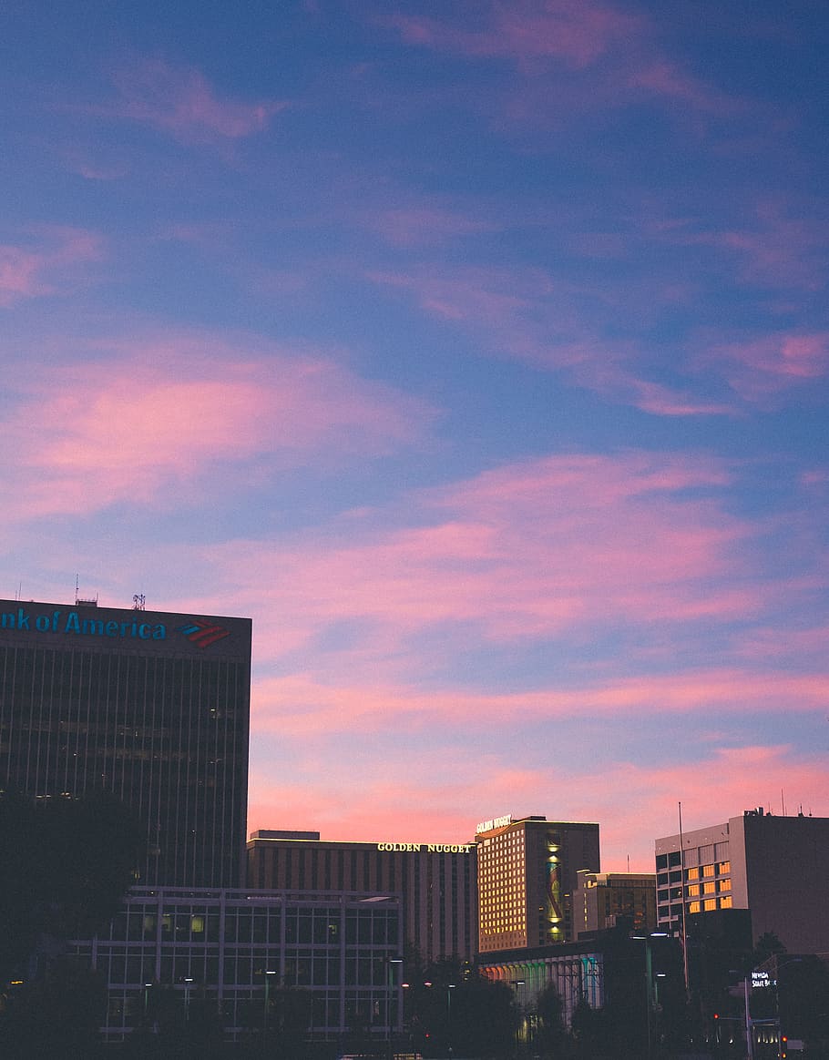 las vegas, united states, downtown, nevada, casino, pink clouds