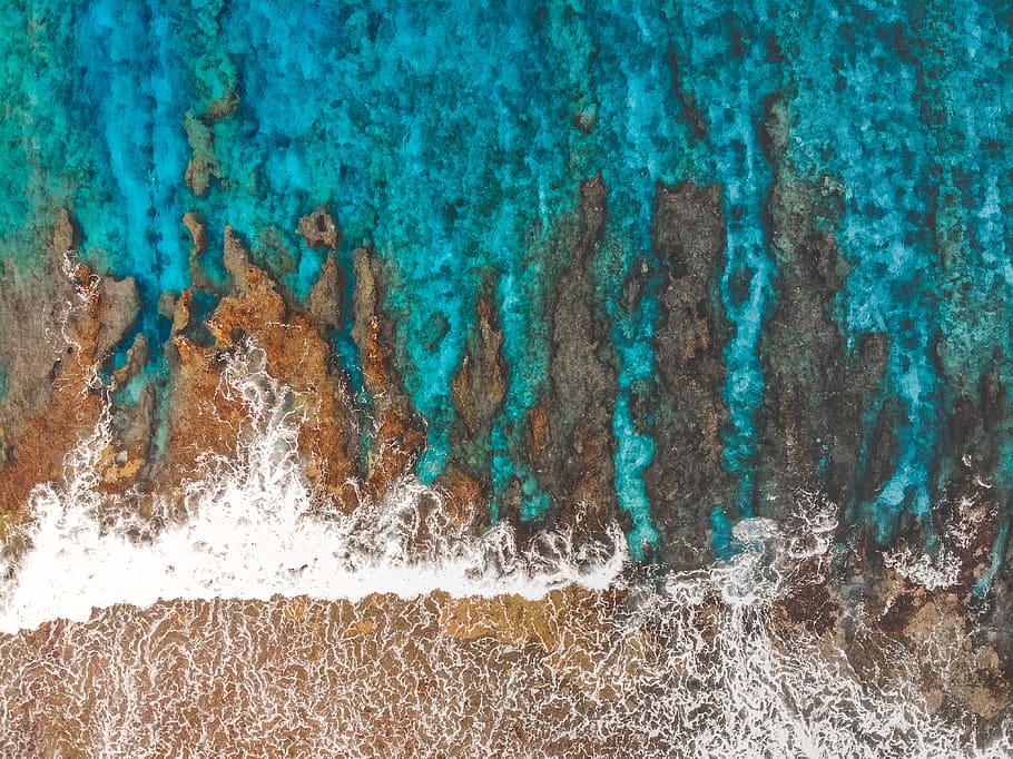 brown and blue knitted textile, backgrounds, full frame, no people HD wallpaper