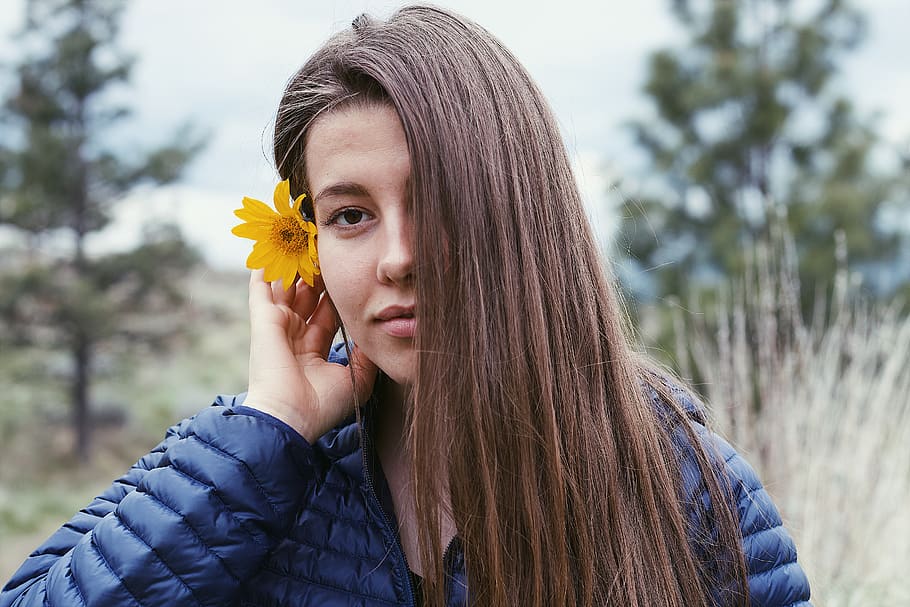 canada, kelowna, plant, young adult, flower, portrait, flowering plant HD wallpaper