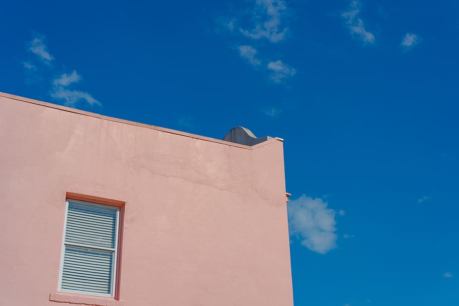 pink painted building, cloud - sky, architecture, building exterior HD wallpaper