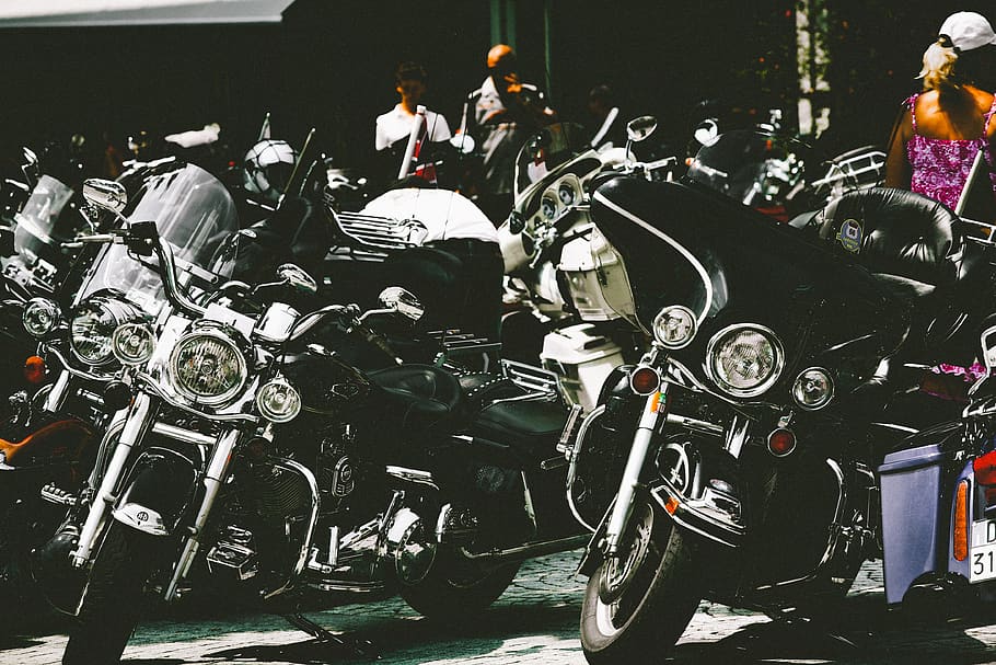 Photo of Parked Motorcycles, auto show, chopper, chrome, classic HD wallpaper
