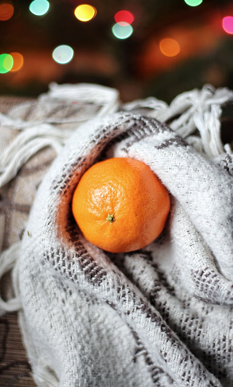 fruit on textile, ornament, home decor, blanket, orange color HD wallpaper