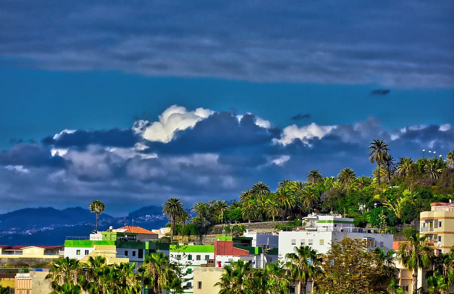 landscape, clouds, sky, nature, mountains, architecture, building exterior HD wallpaper