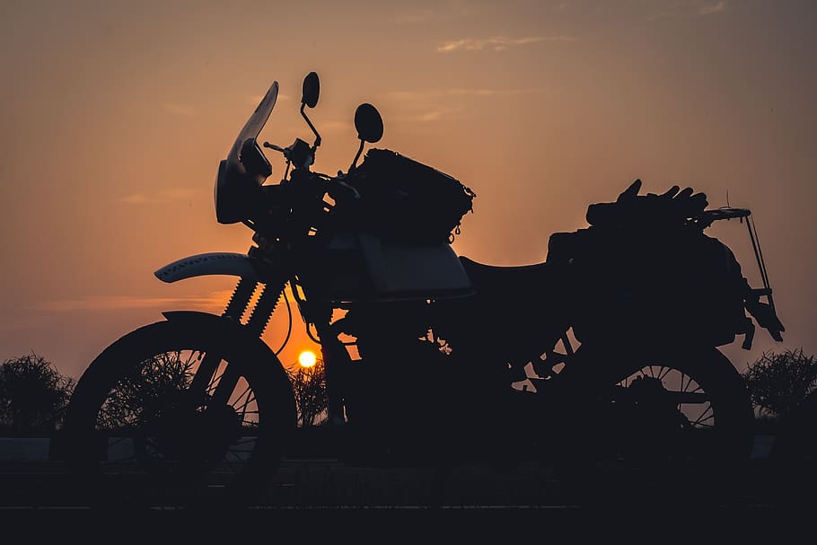 HD wallpaper: royal enfield himalayan, motorcycle, sunrise, road trip, ride  | Wallpaper Flare