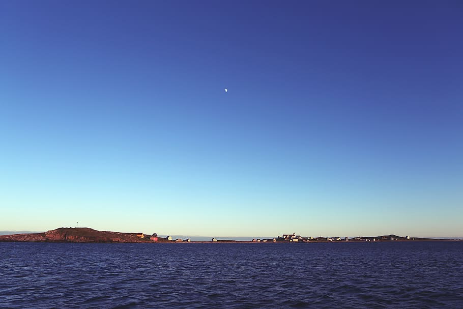 ocean, sea, blue, sky, water, moon, landscape, coast, beauty in nature HD wallpaper
