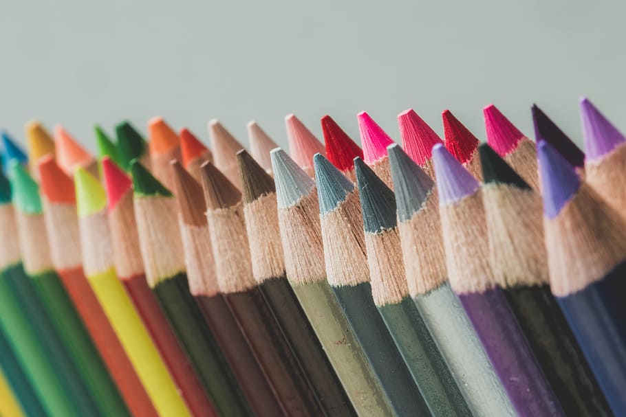 Close Up Colored Pencils Photo, Colourful, Seasons, Rainbow, multi colored HD wallpaper