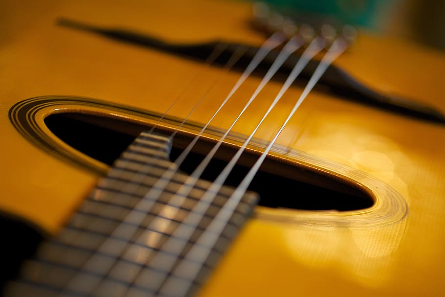 guitar, bokeh, focus, strings, sonar, music, string instrument HD wallpaper