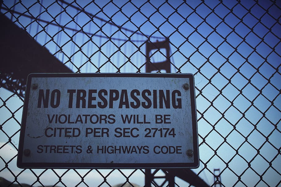san francisco, golden gate bridge, united states, warning, trespassing
