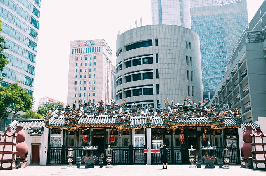 man standing near temple, person, human, building, office building HD wallpaper