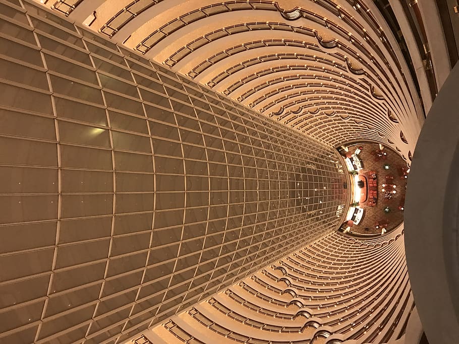 china, jin mao tower, lobby, hotel, skyscraper, indoors, ceiling