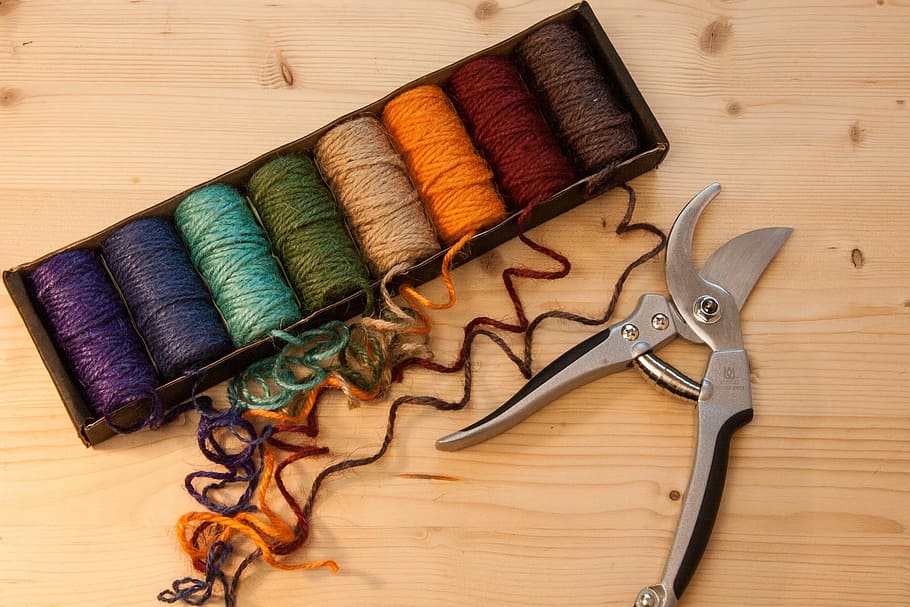 colored, threads, sew, pliers, object, cutter, metal, indoors HD wallpaper