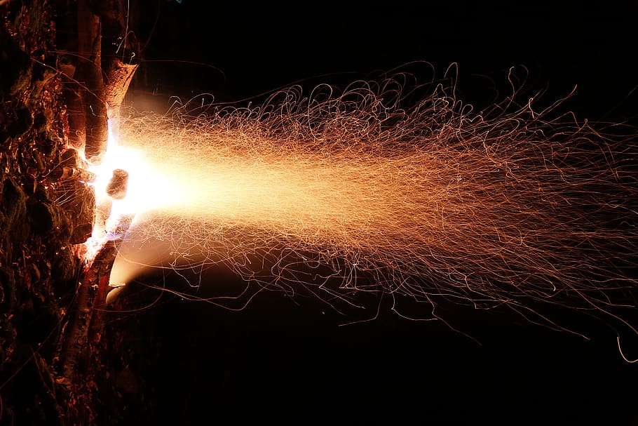 orange flame from bonfire, blurred motion, night, heat - temperature HD wallpaper