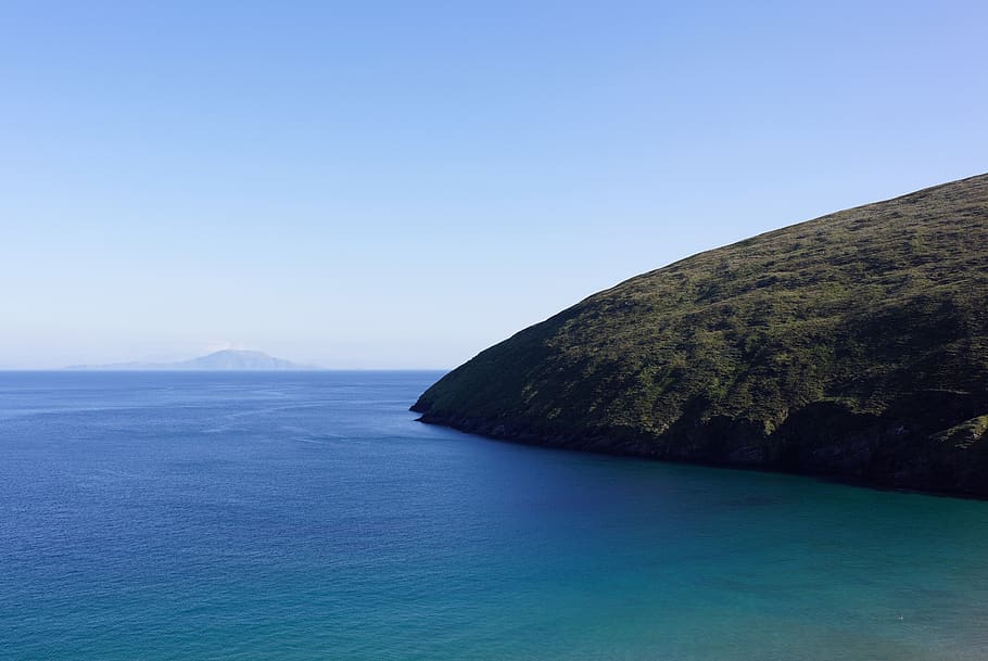 ireland, keel, achill island, water, sunset, ocean, mountain, HD wallpaper