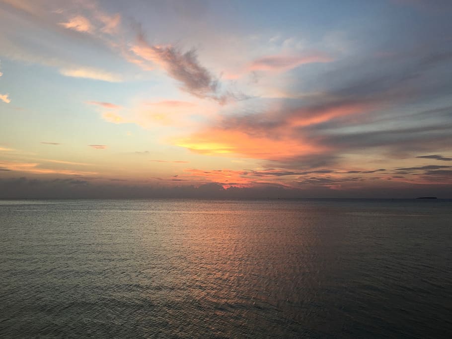 maldives, sunset, wallaper, clear, colorful sunset, sea, calm HD wallpaper