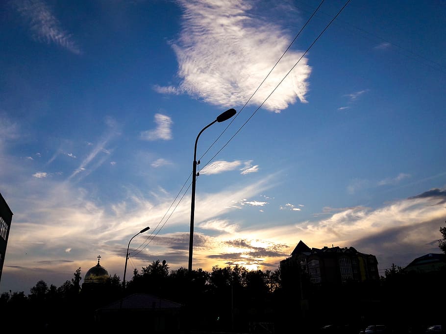 russia, tomsk, sky, cloud - sky, architecture, silhouette, building exterior HD wallpaper