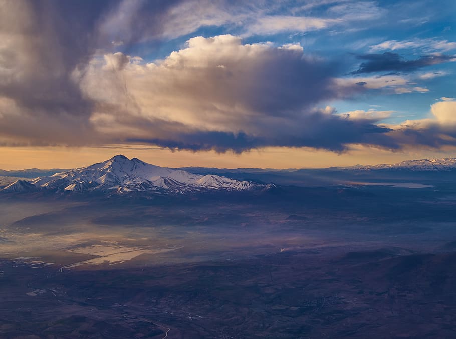 Scenic View Of Mountain During Dawn, 4k wallpaper, clouds, dramatic HD wallpaper