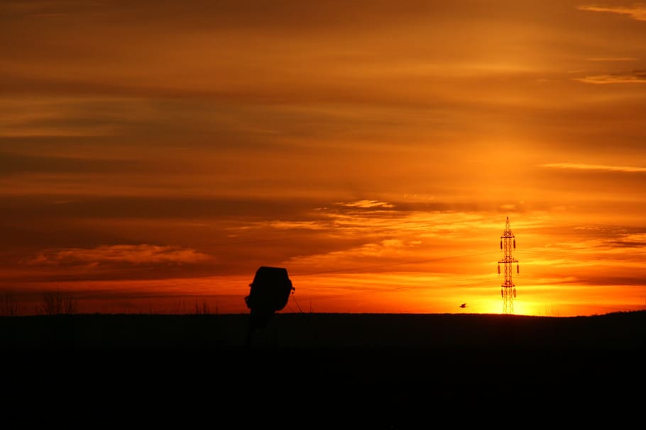 nature, sky, orange, sun, yellow, silhouette, sunset, cloud - sky HD wallpaper