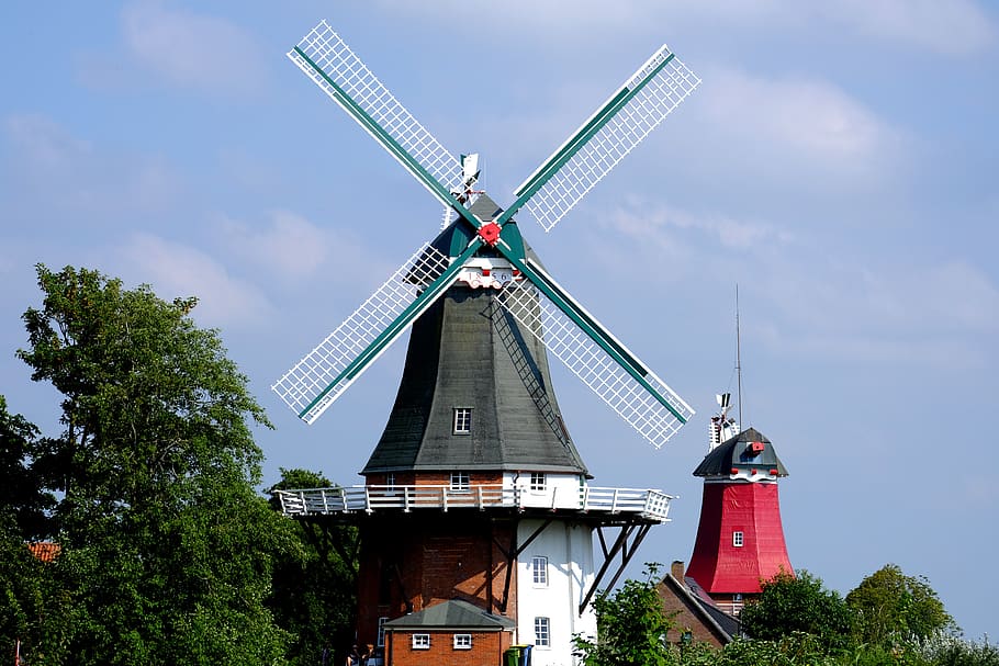 mill, northern germany, windmill, wing, east frisia, wind power, HD wallpaper