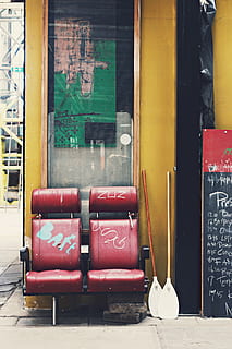 empty red gang chair, netherlands, amsterdam, kiosk, art, bar HD wallpaper