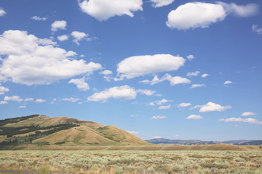 clouds, background, desktop, nature, hill, mountain, wyoming HD wallpaper