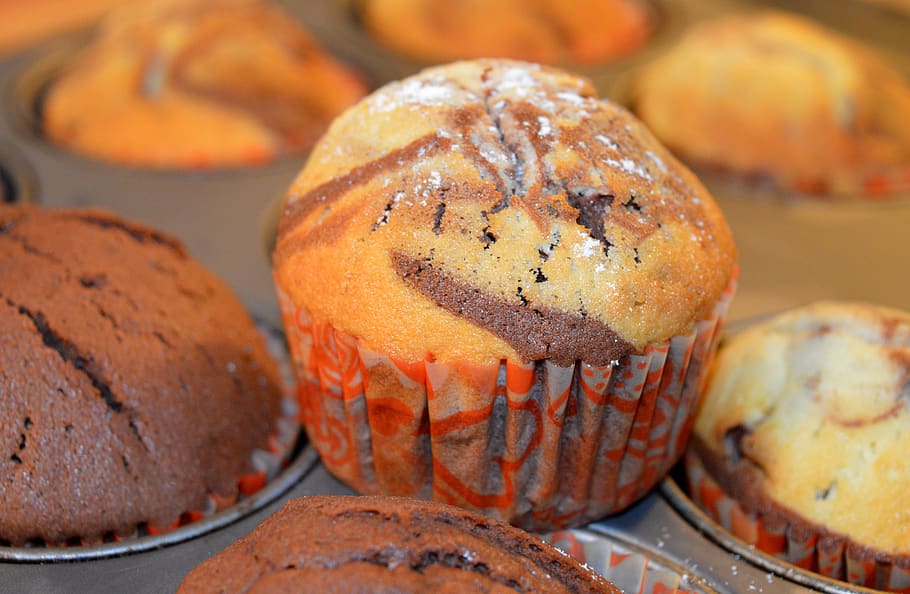 muffins, cake, bake, cupcake, delicious, schokoladenmuffins HD wallpaper