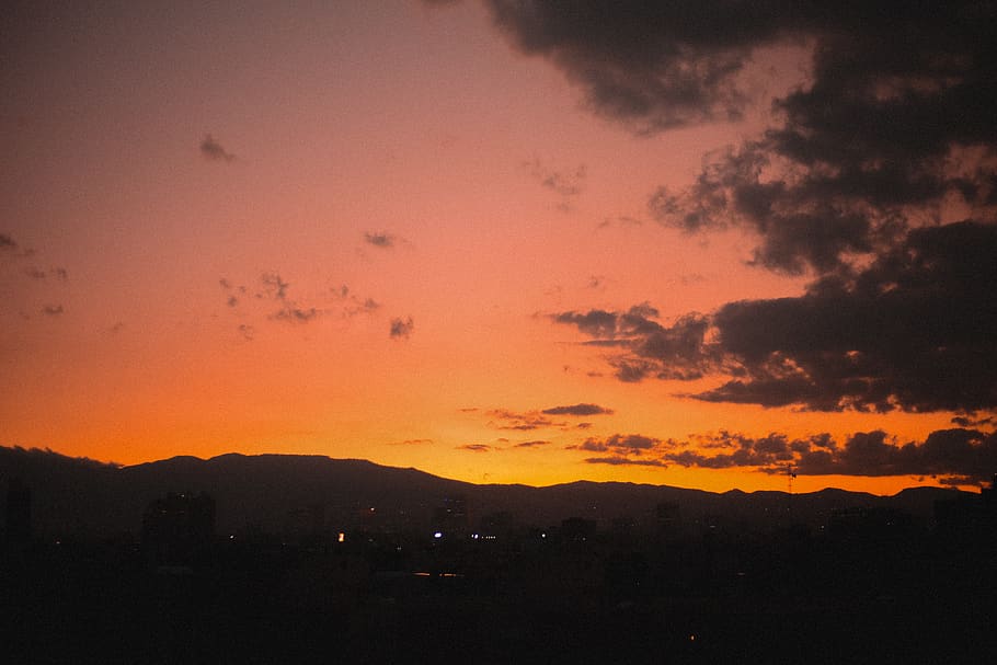 ciudad de méxico, city, sunset, pink sky, silhouette, cloud - sky, HD wallpaper