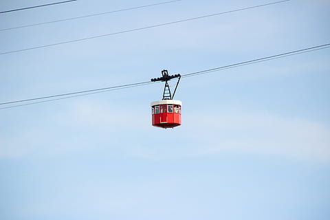 red and white cable car during daytime, transportation, vehicle HD wallpaper