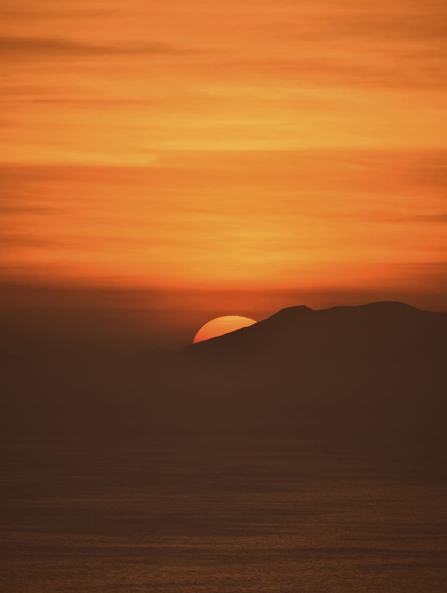 HD wallpaper: golden hour sun, sky, mountain, sea, ocean, landscape, sunset  | Wallpaper Flare