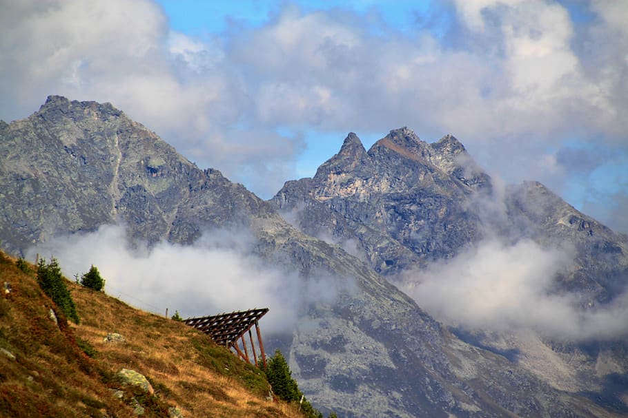 davos, parsenn, mountains, alpine, landscape, nature, sky, panorama HD wallpaper