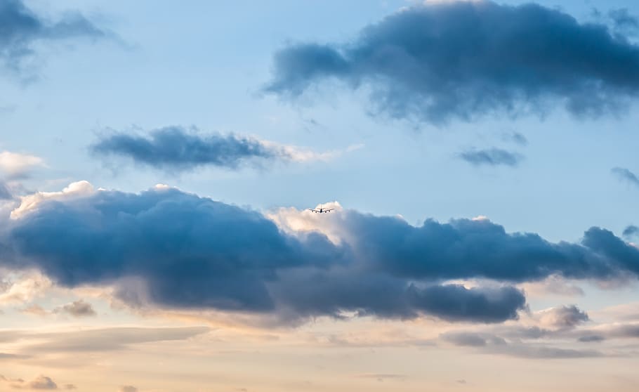 white and blue cloudy sky during daytime, nature, outdoors, azure sky HD wallpaper