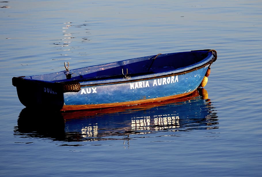 boat, cutter, hawser, sea, water, summer, the fisherman, blue, HD wallpaper
