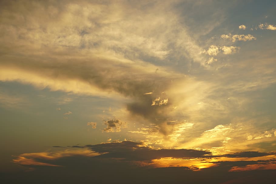 evening sky, sunset, abendstimmung, cloud - sky, beauty in nature HD wallpaper